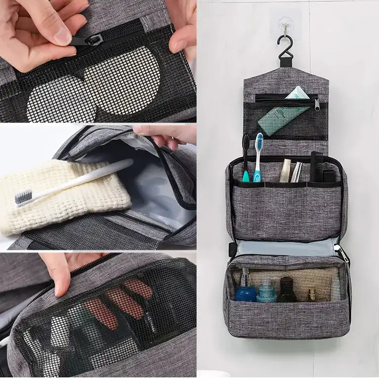 Professional Custom Printed Male Travel Designer Toiletry Kit Bag With Compartments
